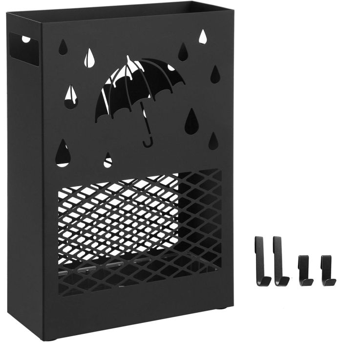 Regenschirmständer Metall rechteckig mit Haken schwarz