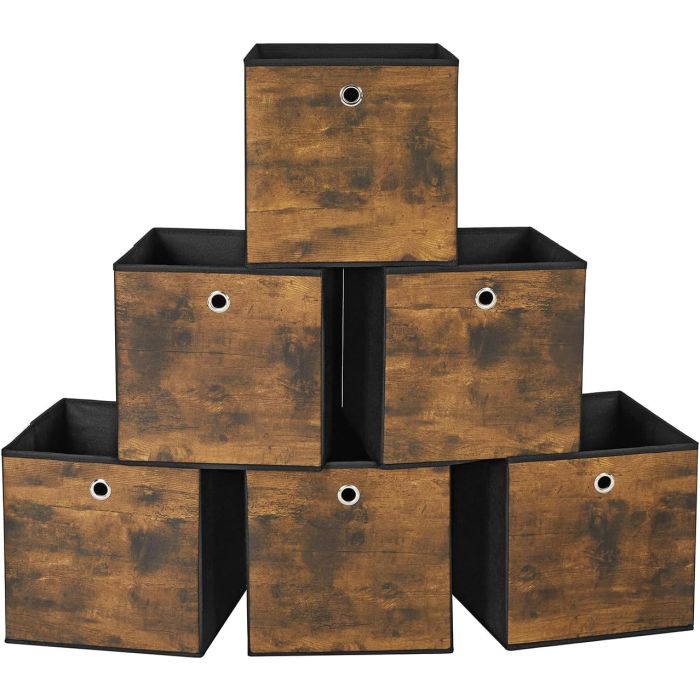 Aufbewahrungsbox 6er-Set faltbar vintagebraun Oxford-Gewebe