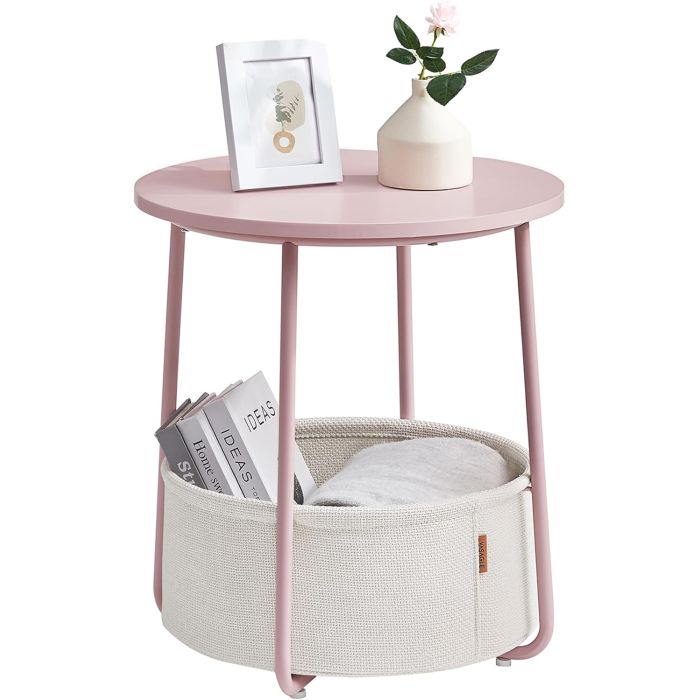 Beistelltisch rund mit Stauraum pastellrosa