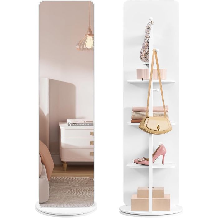 Standspiegel drehbar 163cm weiss Hartglas