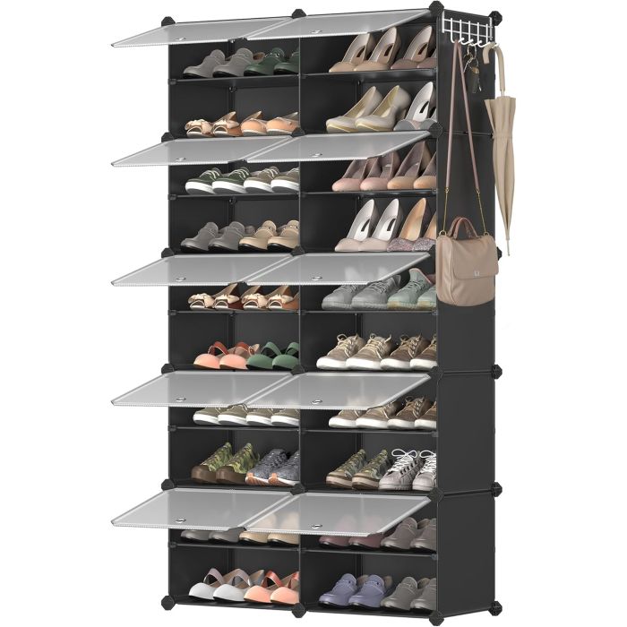 Schuhregal 40 Paar schwarz Kunststoff