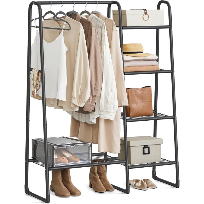 Kleiderständer Metallrahmen 5 Ablagen Tintenschwarz