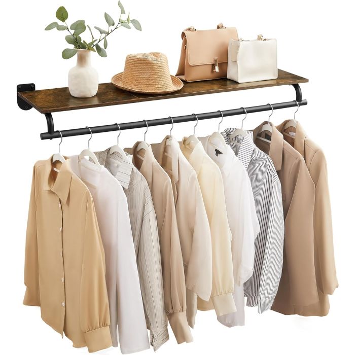 Wandgarderobe mit Kleiderstange vintagebraun Metall
