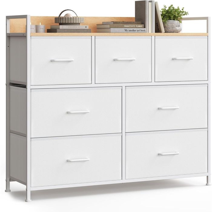 Kommode Stoffschubladen Metallgestell Industriedesign Wolkenweiss