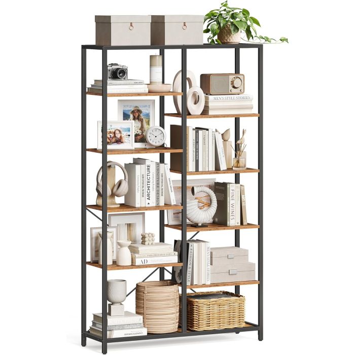 Bücherregal 5 Ebenen Standregal Vintagebraun Schwarz
