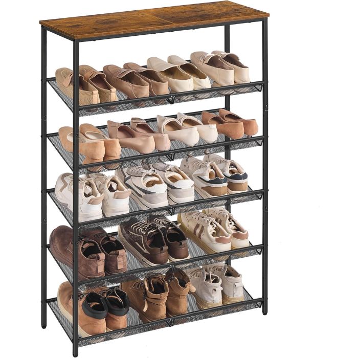 Schuhregal 6 Ebenen Metall vintagebraun