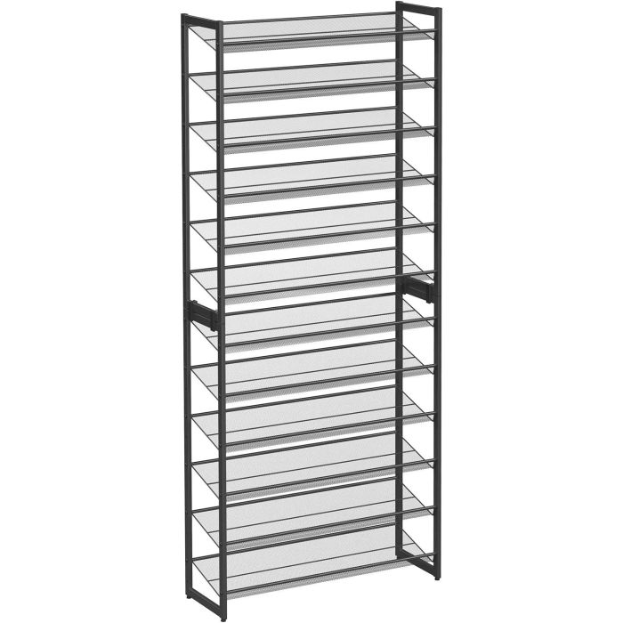 Schuhregal Stapelbar Verstellbar 12 Ebenen Schwarz