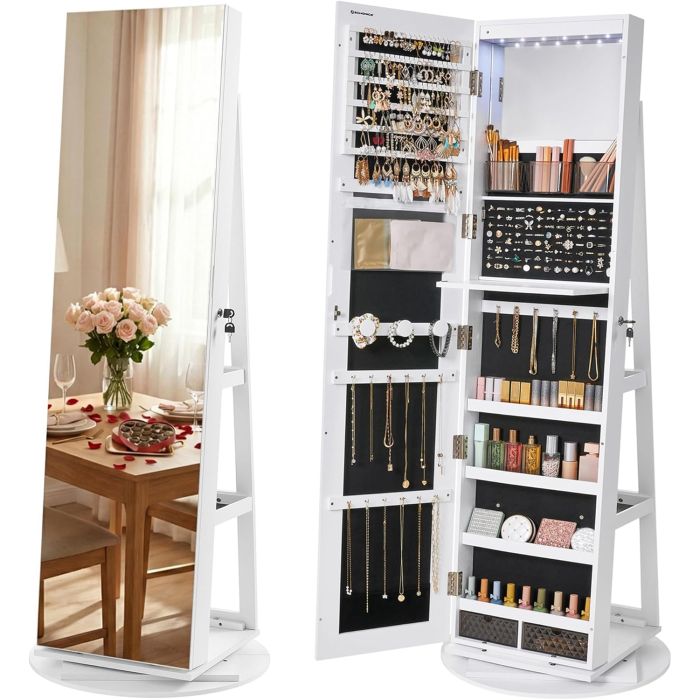 Schmuckschrank abschliessbar 360° drehbar weiss