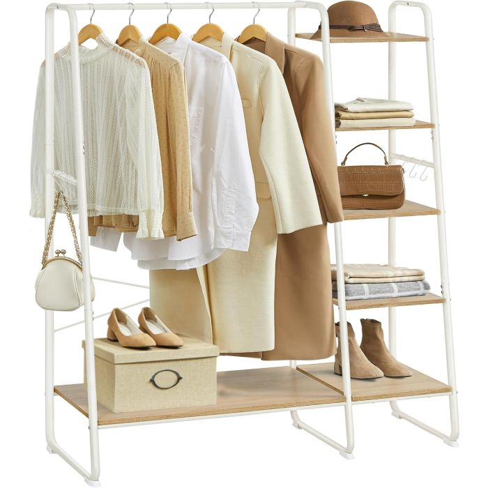 Kleiderständer mit Schuhablage Eichenfarben-Mattweiss
