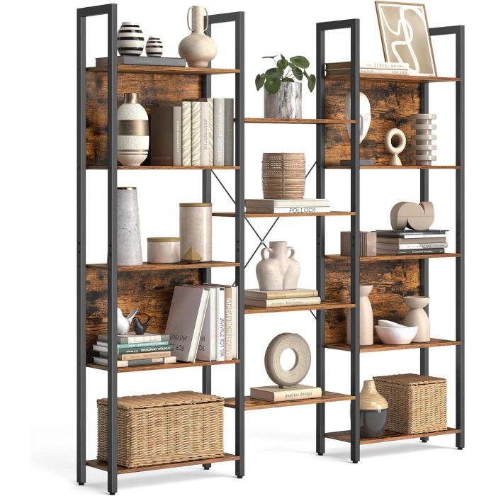 Bücherregal Standregal Metallrahmen Industrie-Design Vintagebraun