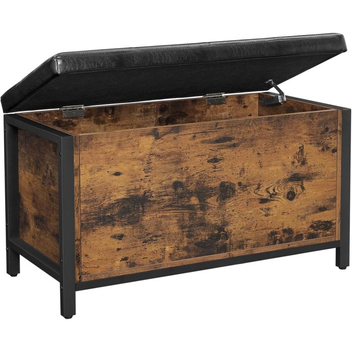 Sitzhocker Sitzbank mit Stauraum Kunstleder Vintagebraun