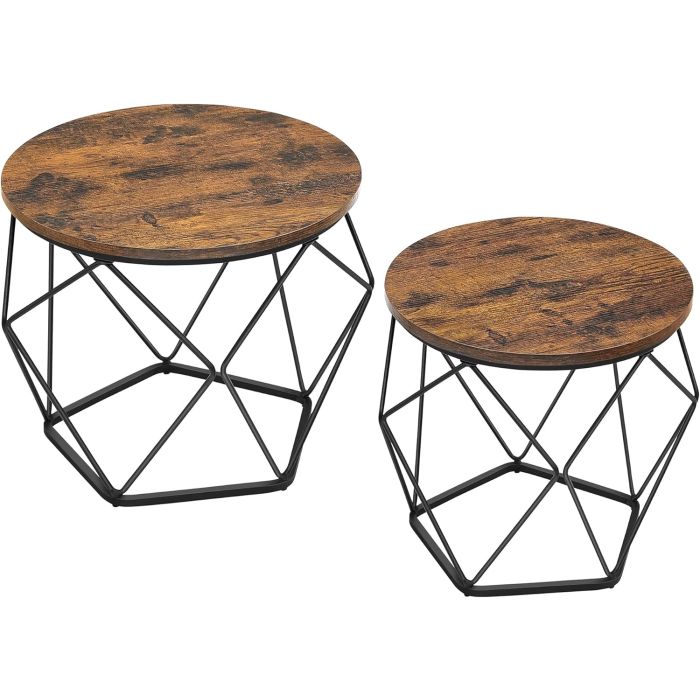 Couchtisch-Set rund abnehmbar braun Stahl