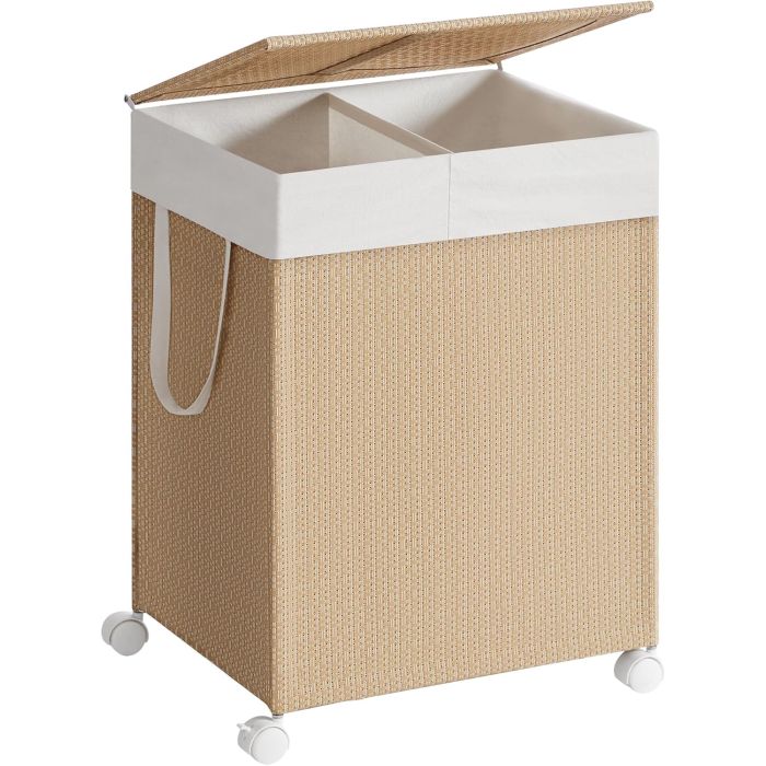 Wäschekorb Rattan-Optik mit Deckel naturbeige