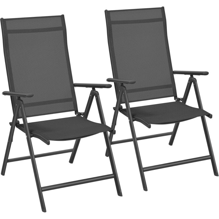 Gartenstuhl klappbar 8-fach verstellbar Schwarz Metall
