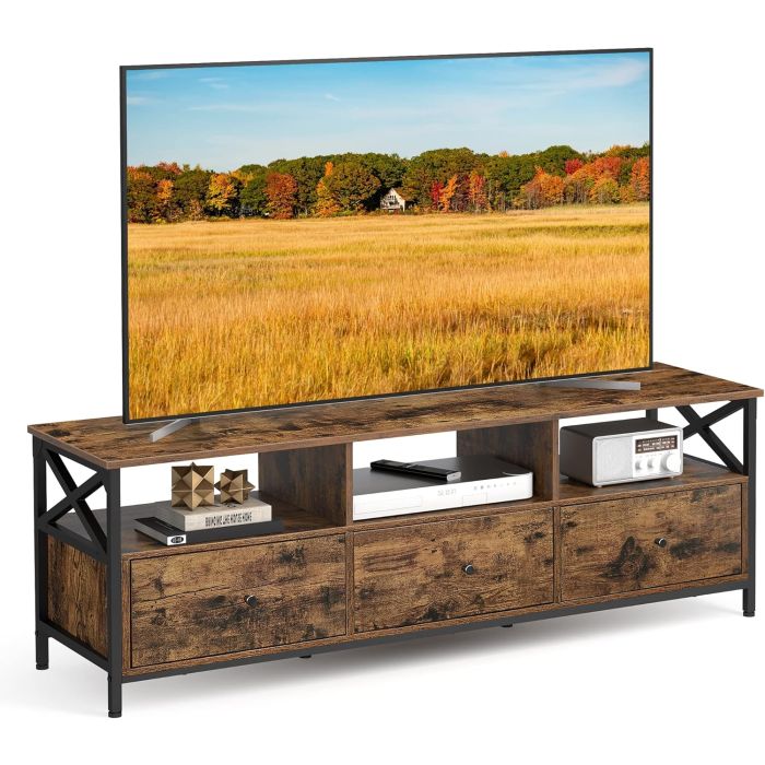 TV Schrank Lowboard 65 Zoll Vintagebraun Schwarz