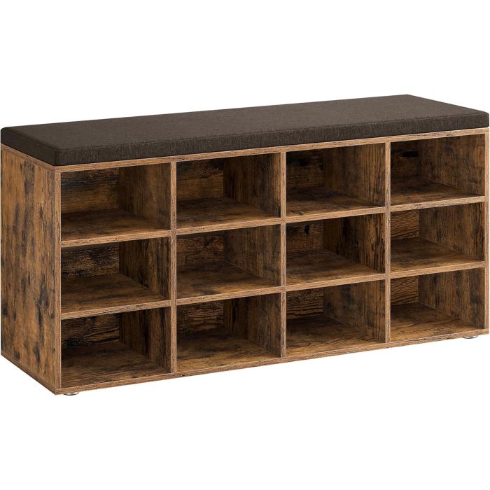 Schuhbank Sitzbank Stauraum 12 Fächer Vintagebraun