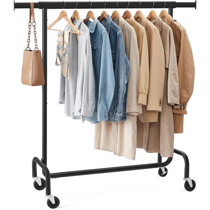 Kleiderständer Rollen Hochbelastbar Ausziehbar Metall Mattschwarz