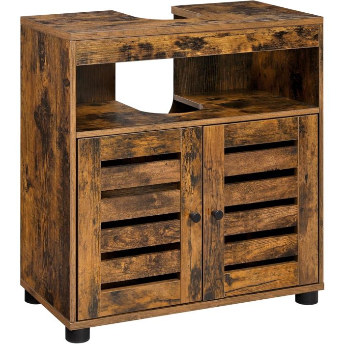 Waschbeckenunterschrank mit Lamellentüren vintagebraun