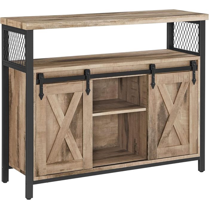 Sideboard Landhausstil Schiebetüren naturfarben Holz