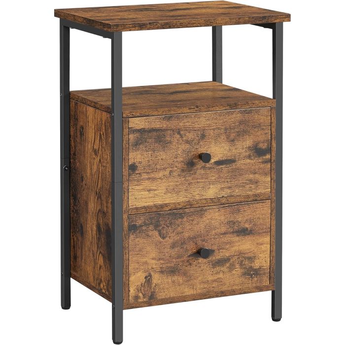 Nachttisch mit Schubladen Industrie-Design Vintagebraun-Schwarz