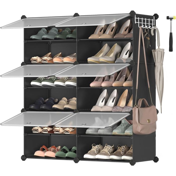Schuhregal mit 6 Fächern tintenschwarz