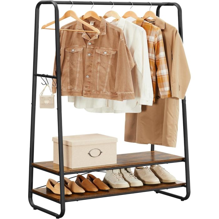 Kleiderständer Garderobe Stahlgestell 6 Haken Vintagebraun