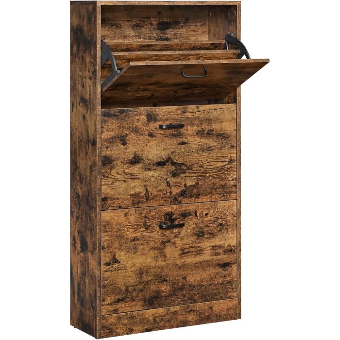Schuhschrank 3 Türen schmal rustikal Holz