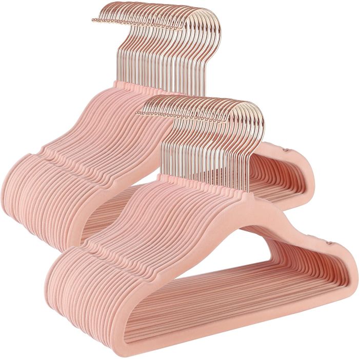 Kinderkleiderbügel Samt 50er Set pastellrosa