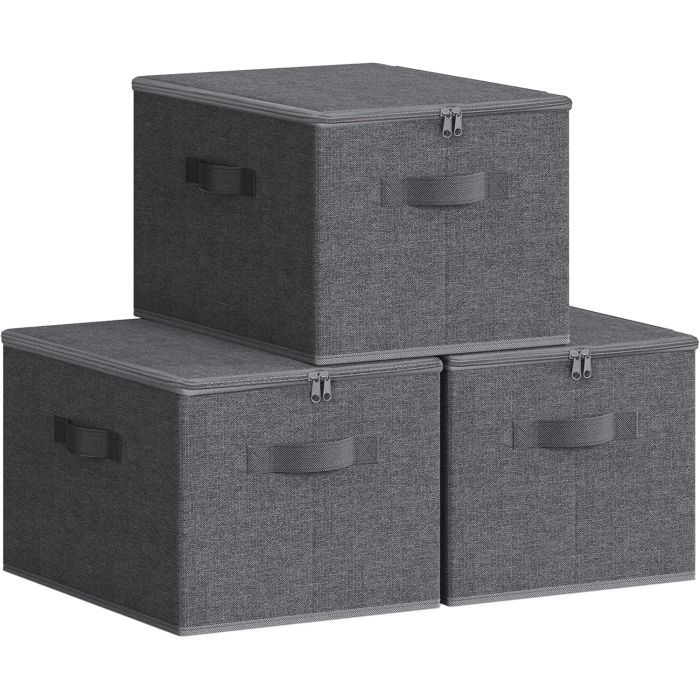 Aufbewahrungsbox faltbar mit Griffen schiefergrau 3er Set