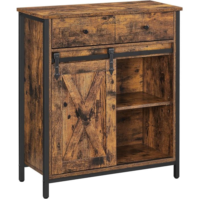 Sideboard Küchenschrank Landhausstil Vintagebraun-Schwarz
