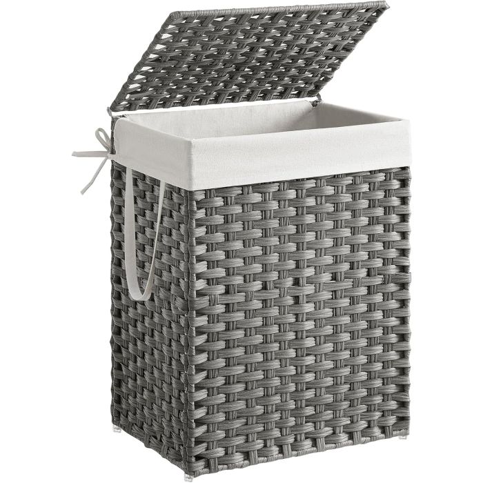 Wäschekorb Rattan Faltbar 90L Taubengrau