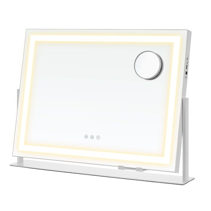 Schminkspiegel LED-Beleuchtung dimmbar mattweiss