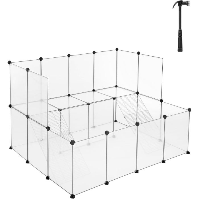 Kleintierkäfig modular Balkon weiss Kunststoff