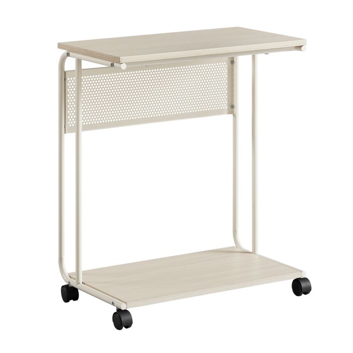 Beistelltisch mobil mit Rollen Cremeweiss Stahl