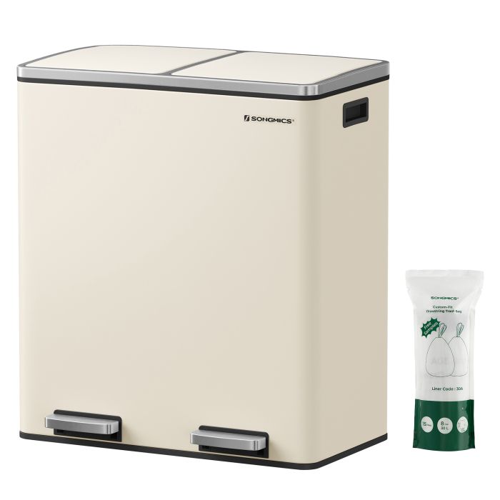 Mülleimer 2-Kammer Soft-Close Creme Stahl