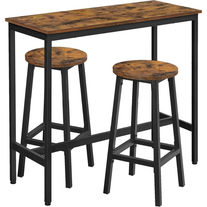 Bartisch-Set Industrie-Design vintagebraun Stahl