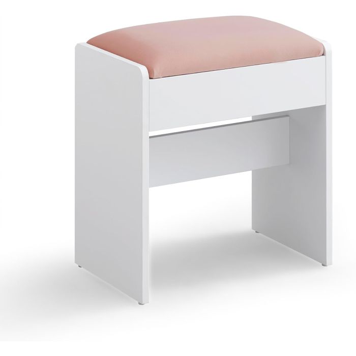 Schminktisch-Hocker Samt Weiss Rosa Gepolstert