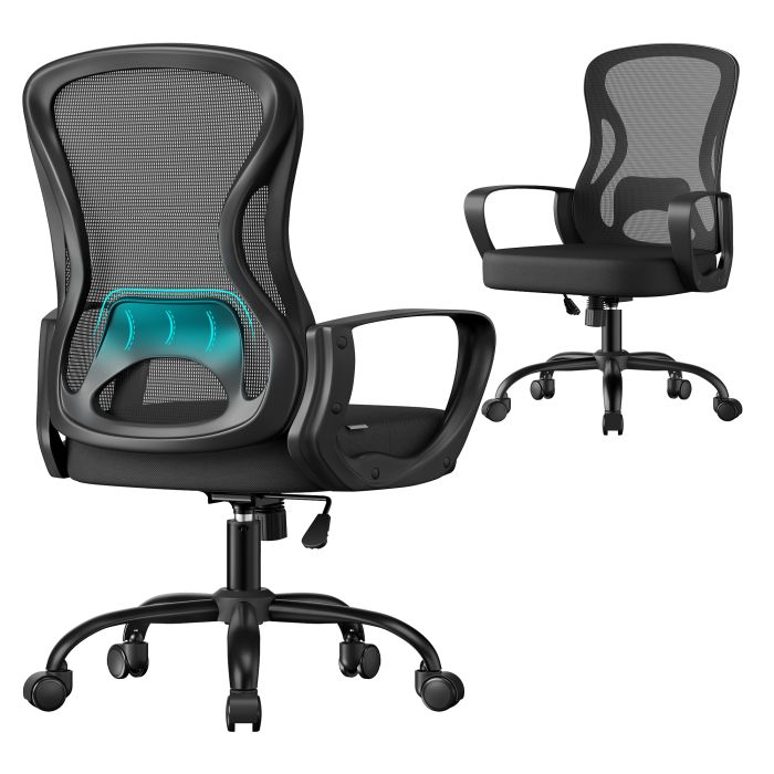 Drehstuhl ergonomisch Lumbalstütze schwarz Mesh