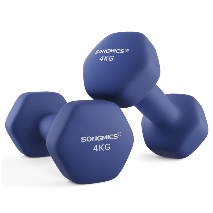 Kurzhantel 2x 4 kg Neopren rutschfest sechseckig blau