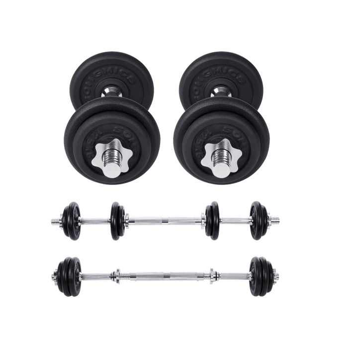 Hantelset 20kg verstellbar Schwarz Gusseisen