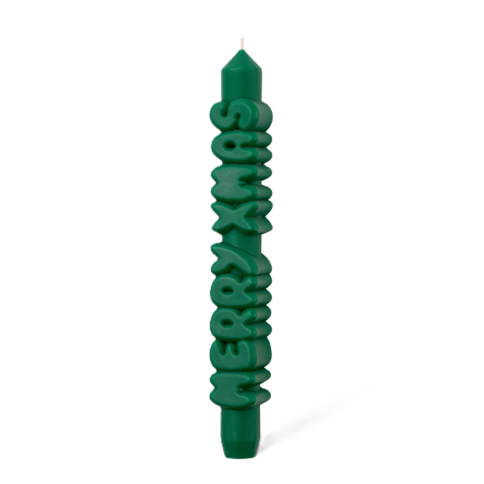 Kerze Taper candle MERRY XMAS Green