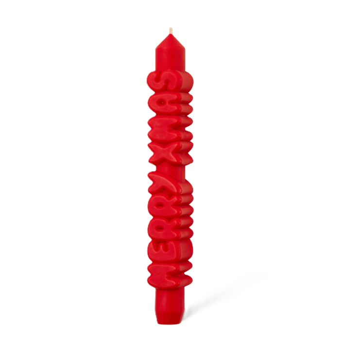 Kerze Taper candle MERRY XMAS Red