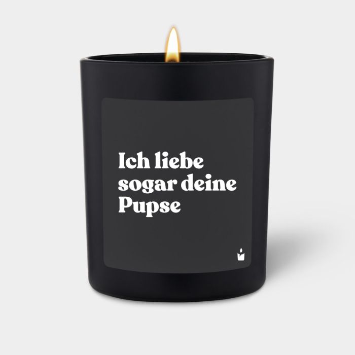 Duftkerze Schwarz Woody Ich liebe sogar deine Pupse