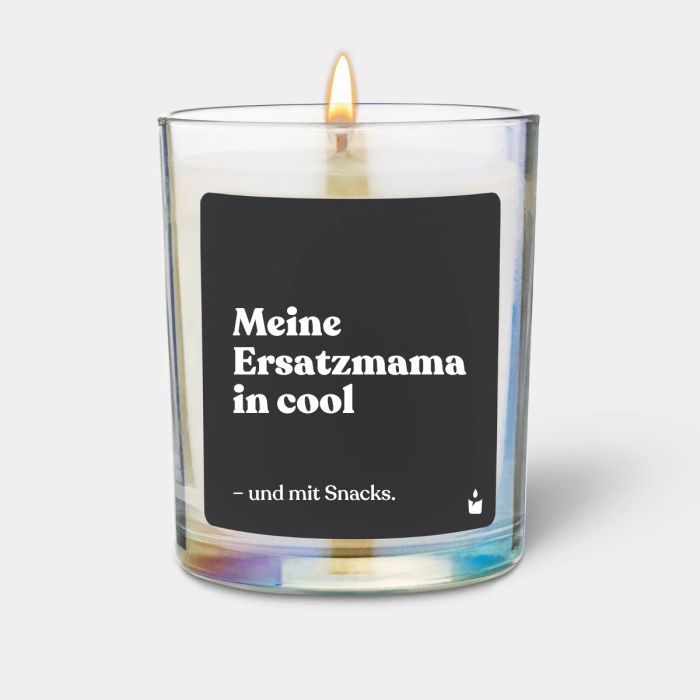 Duftkerze Rainbow Woody Meine Ersatzmama in cool und mit Snacks.