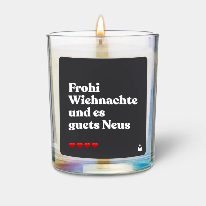 Duftkerze Flowery Frohi Wiehnachte und es guets Neus