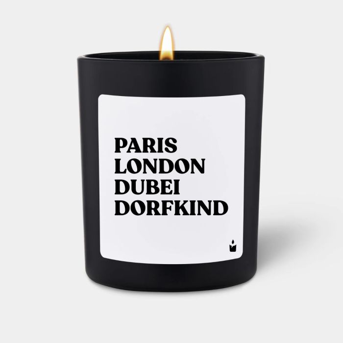 Duftkerze Schwarz Woody Paris London Dubei Dorfkind