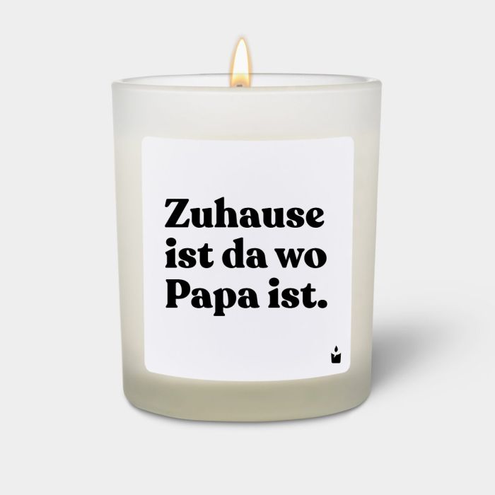 Duftkerze Weiss Woody Zuhause ist da wo Papa ist.