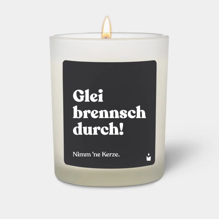 Duftkerze Weiss Woody Glei brennsch durch! Nimm ne Kerze!