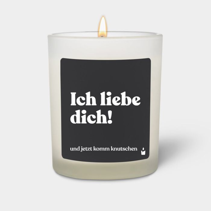 Duftkerze Weiss Woody Ich liebe dich und jetzt komm knutschen