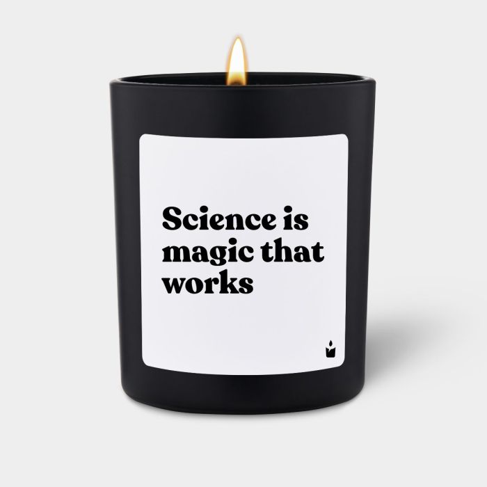 Duftkerze Schwarz Flowery Science is magic that works